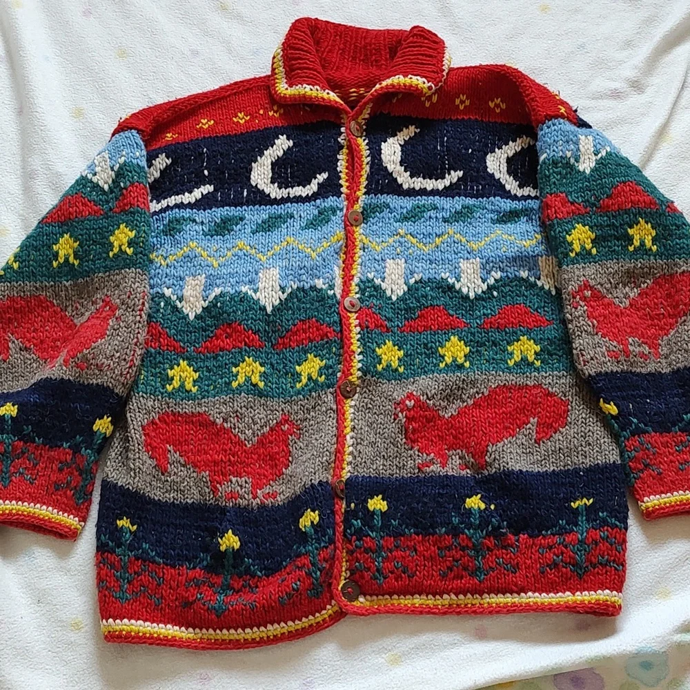 Chicken chunky knit wool sweater - Picture 2 of 7